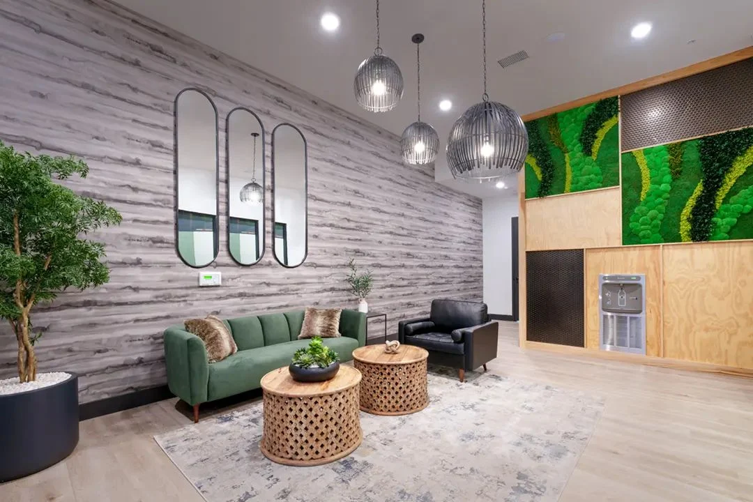 Lobby lounge with moss wall