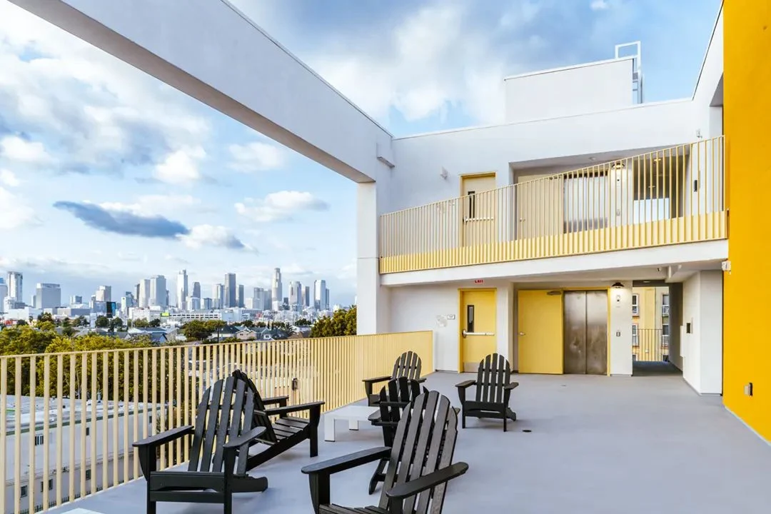 Roof deck with city views