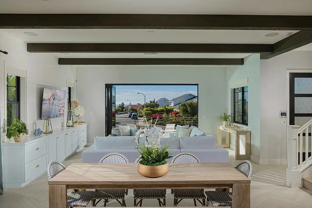 Fox Point Farms Cottage Plan model home dining area and great room