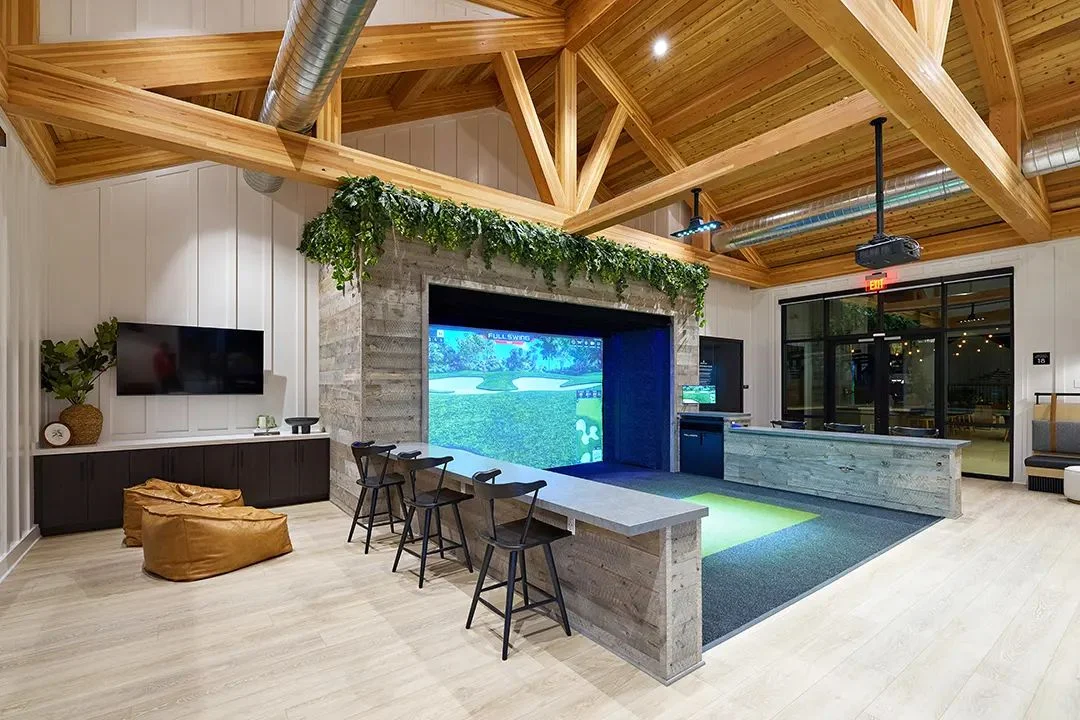 Golf simulator lounge