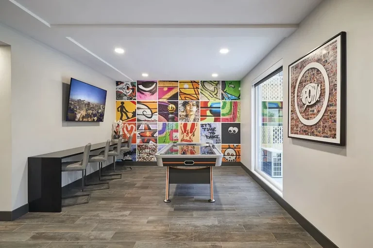 Mylo lobby and game lounge in Santa Clara, California